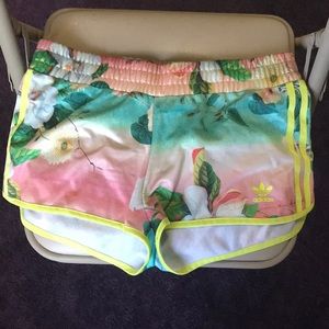 Floral print adidas shorts